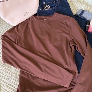 Skims Longsleeve Cocoa Brown Snap Closure Bodysuit - Size Large